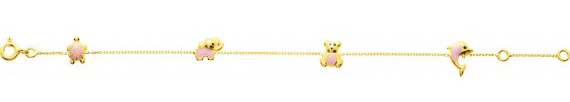 Bracelet enfant animaux en or jaune 750 millièmes